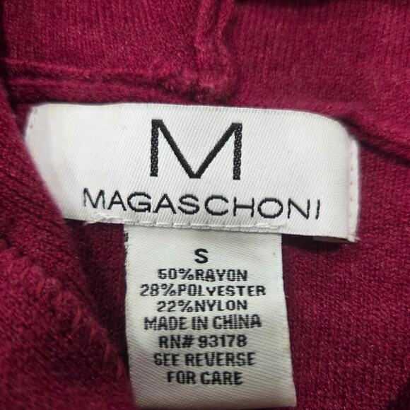 Magaschoni Hooded Sweater Ribbed Trims Drawstring Hood Size Small - Picture 5 of 7